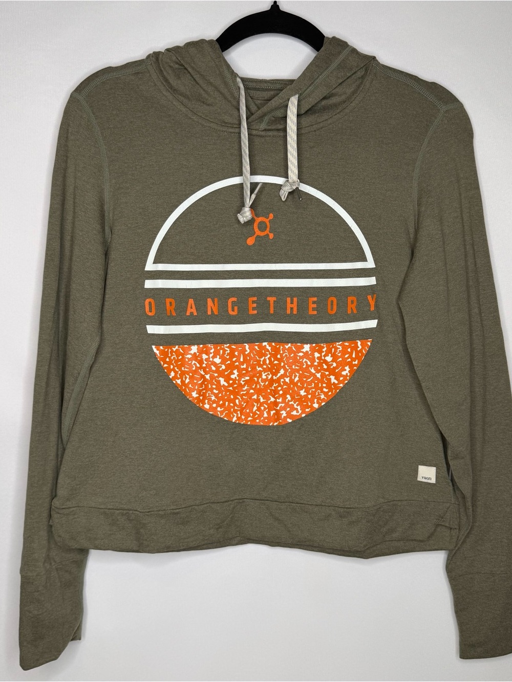 Vuori Orangetheory Olive Green Logo Hoodie Sweater